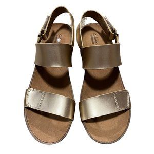 Women's Size 11 Gold Clarks Wedges